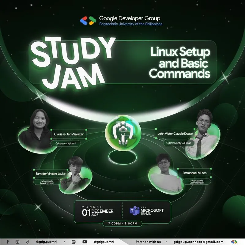 GDG PUP Study Jam poster featuring Salvador Vincent Javier as a speaker